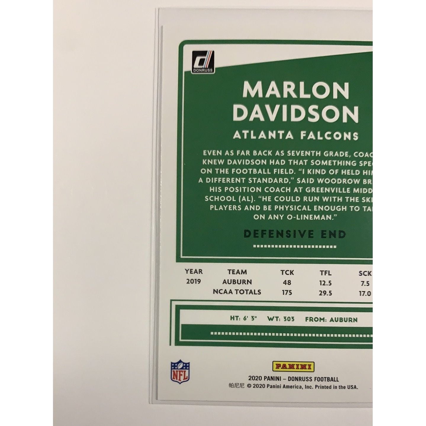 2020 Donruss Marlon Davidson RC | Local Legends Cards & Collectibles