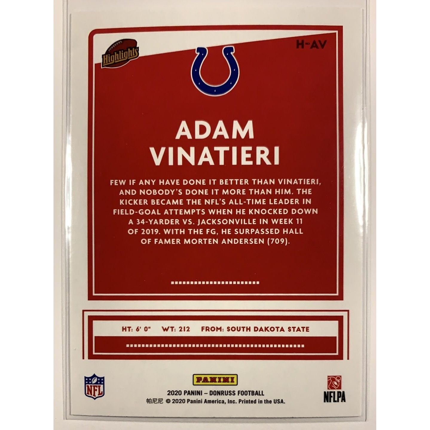 2020 Donruss Adam Vinatieri Highlights Local Legends Cards & Collectibles