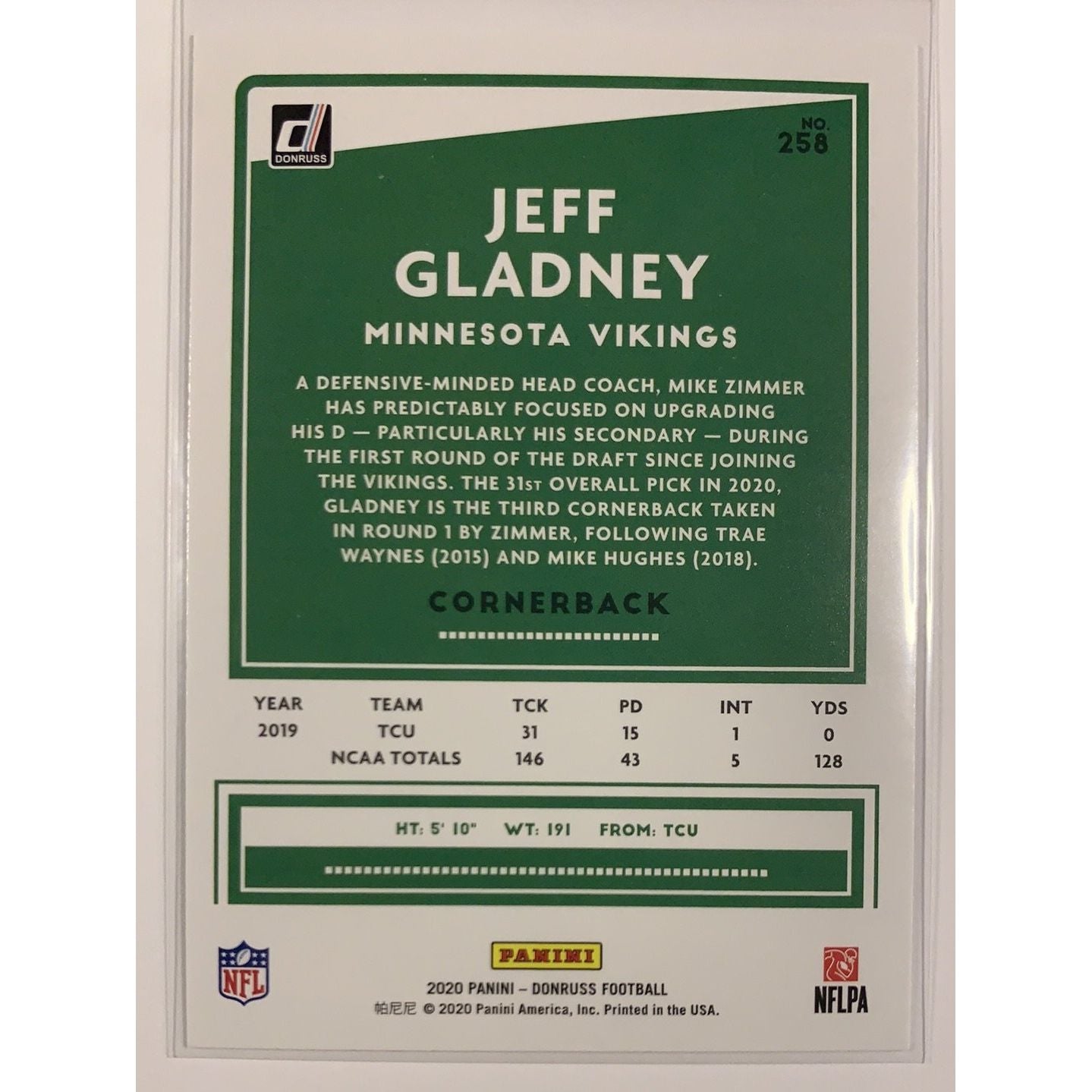 2020 Donruss Jeff Gladney RC Local Legends Cards & Collectibles