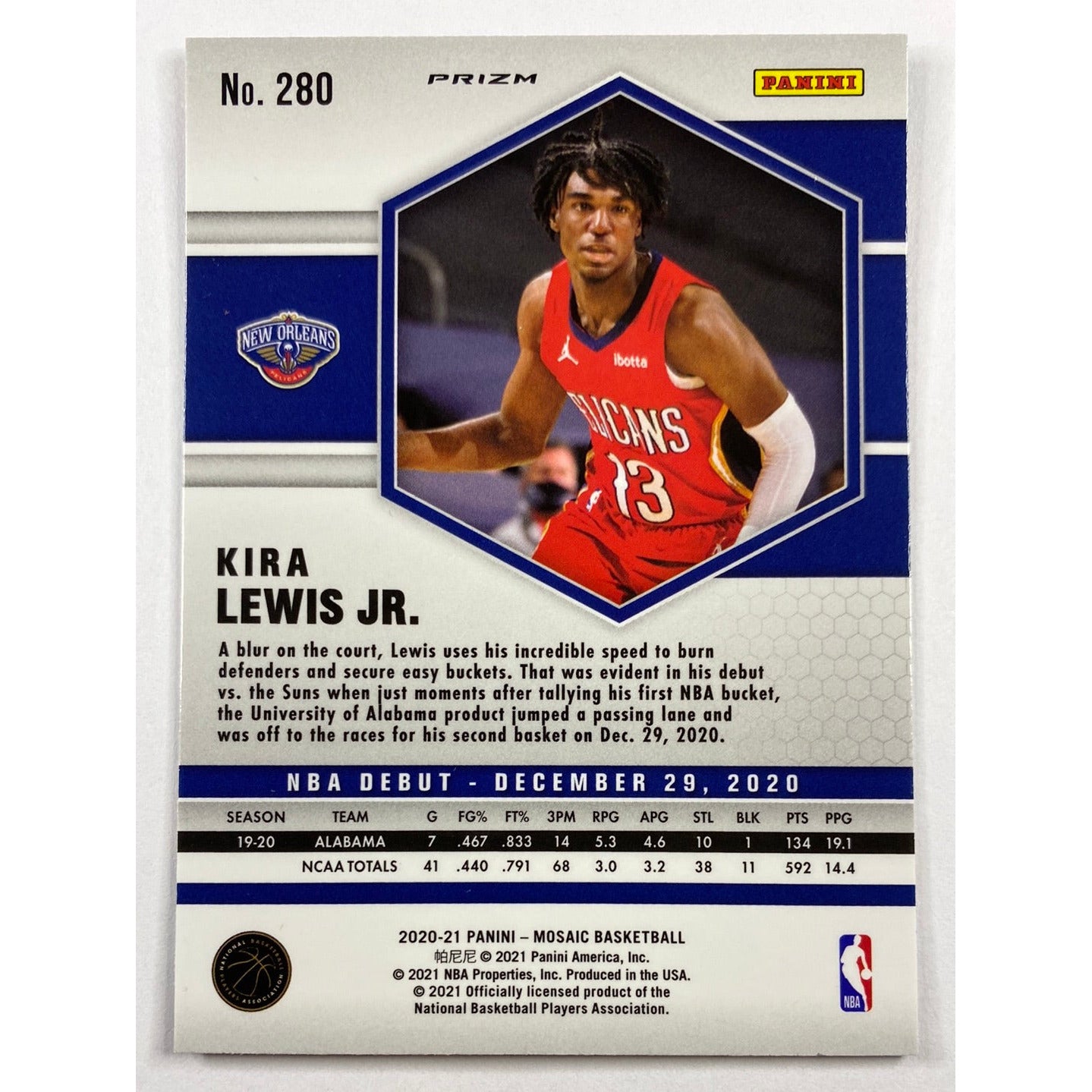 2020-21 Mosaic Kira Lewis Jr Orange Mosaic Reactive Prizm RC | Local Legends Cards & Collectibles