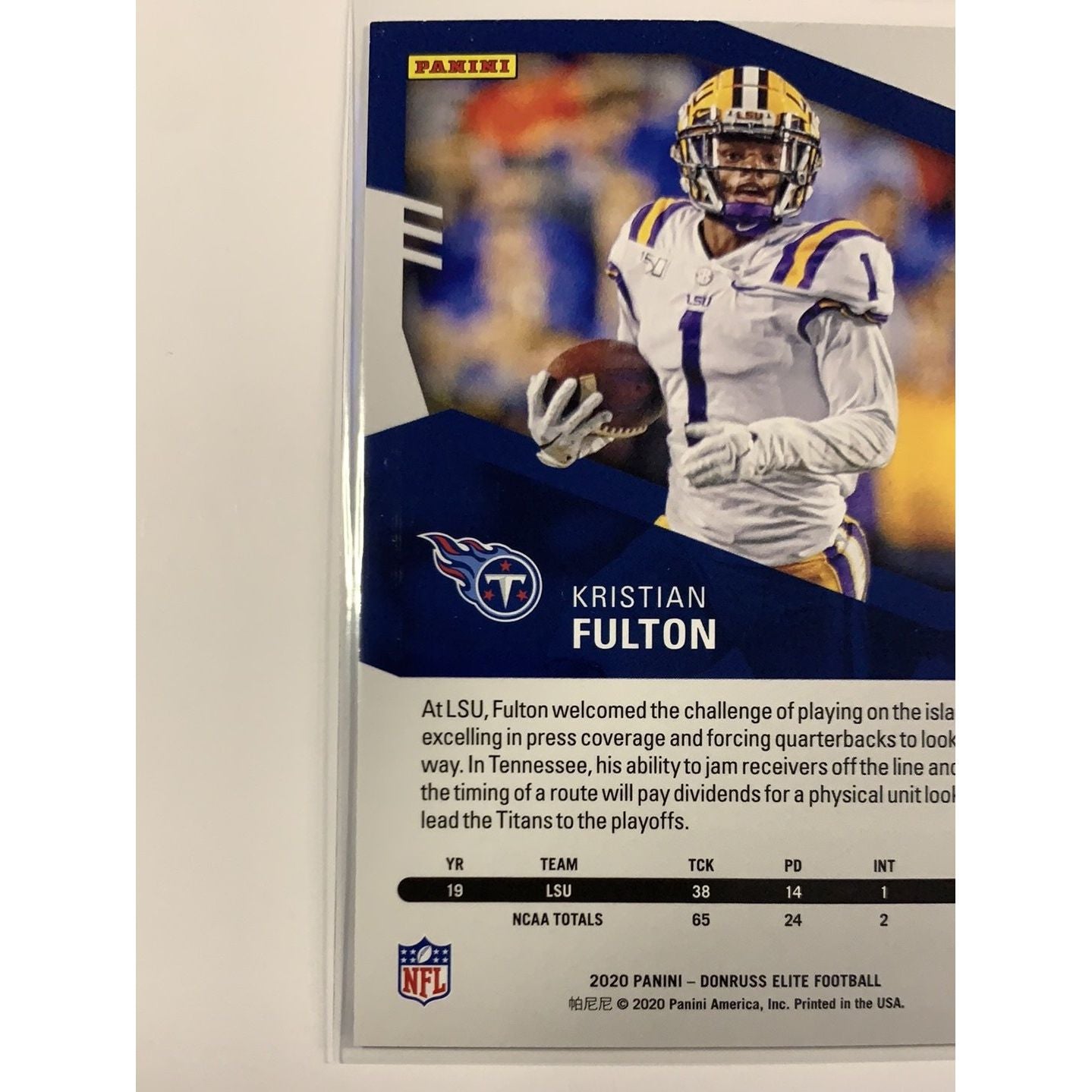 2020 Donruss Elite Kristian Fulton RC Green Foil Parallel | Local Legends Cards & Collectibles