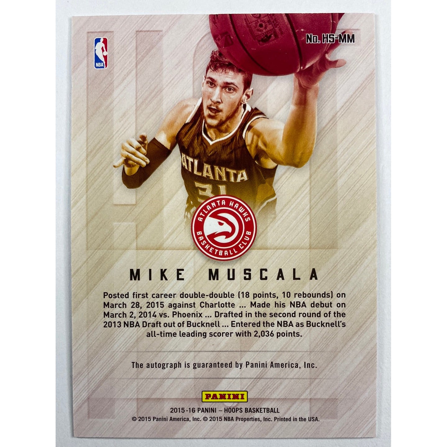 2015-16 Hoops Mike Muscala Hot Signatures | Local Legends Cards & Collectibles