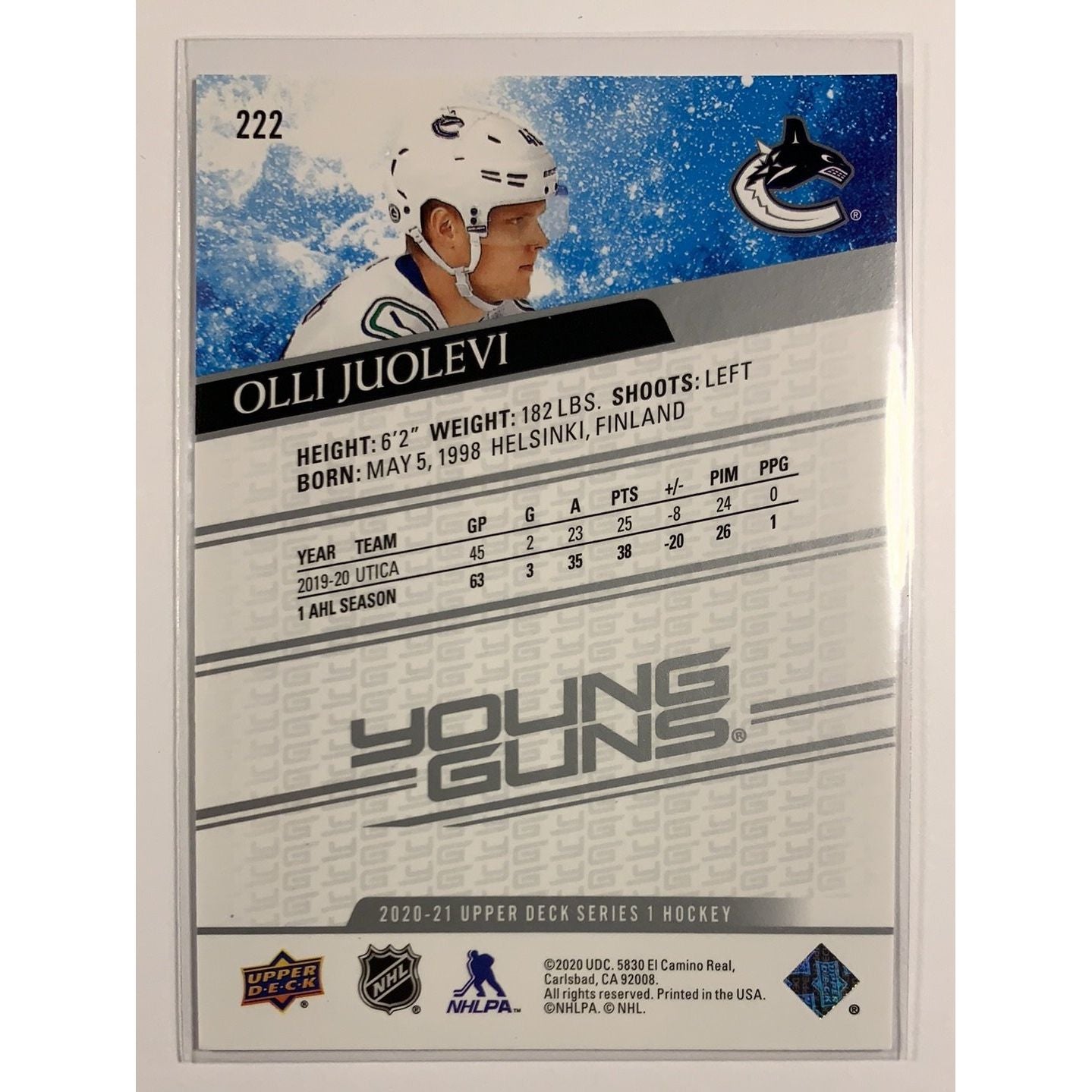 2020-21 Upper Deck Series 1 Olli Juolevi Young Guns  Local Legends Cards & Collectibles