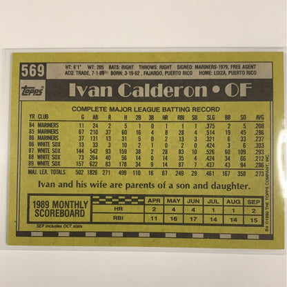  1990 O-Pee-Chee Topps Ivan Calderon #569  Local Legends Cards & Collectibles