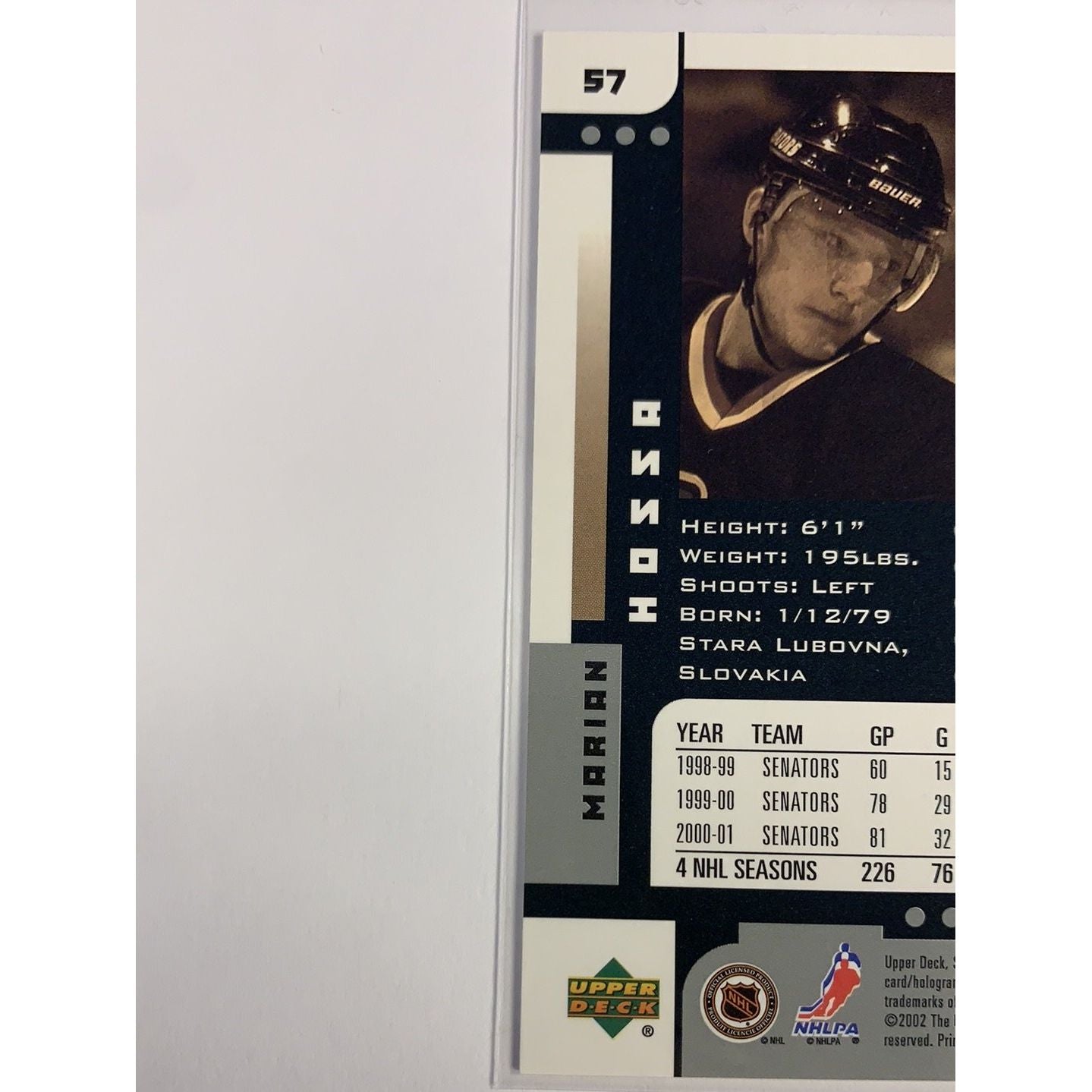 2001-02 Sp Authentic Marian Hossa Base #57 Local Legends Cards & Collectibles