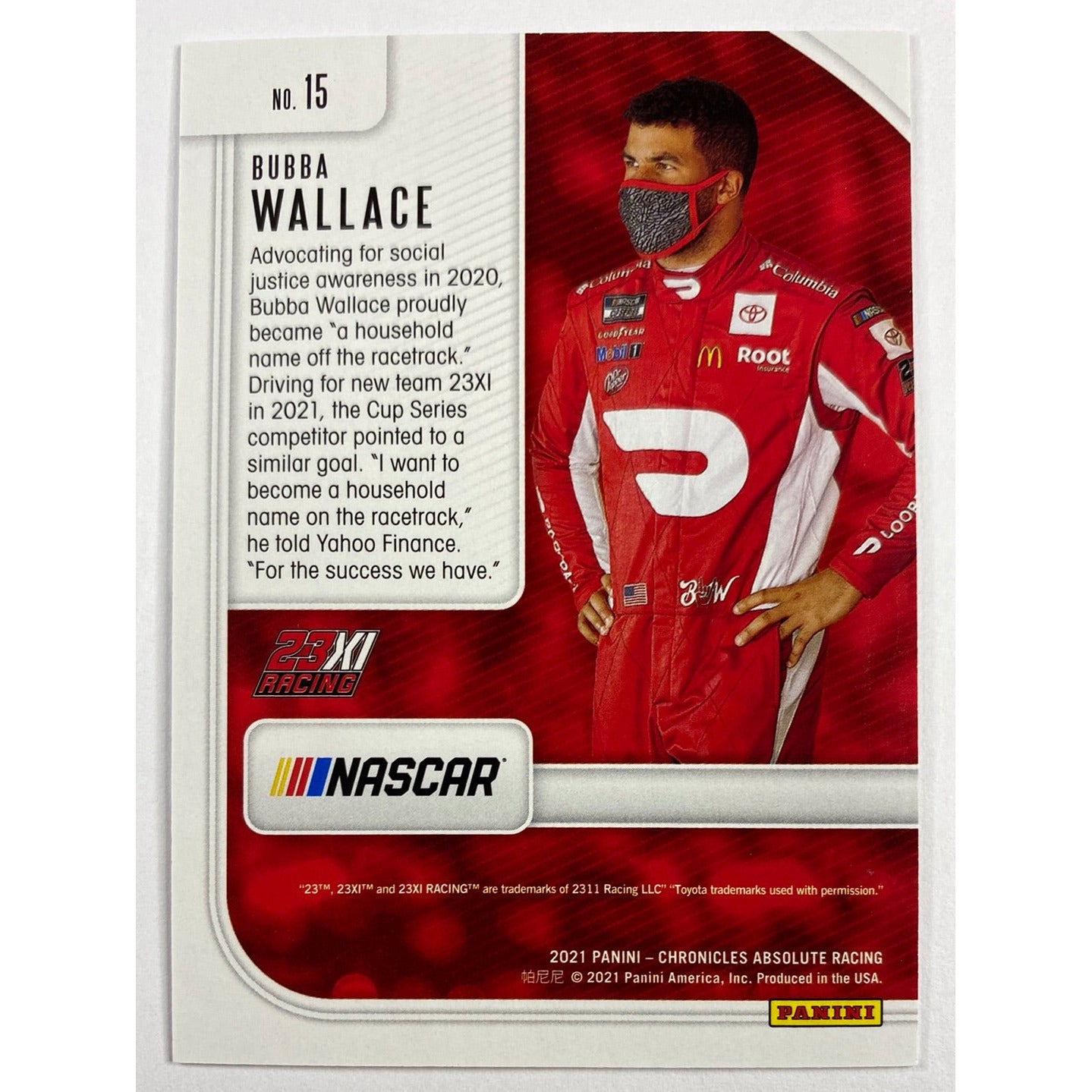 2021 Chronicles Absolute Bubba Wallace Red Foil /99 | Local Legends Cards & Collectibles