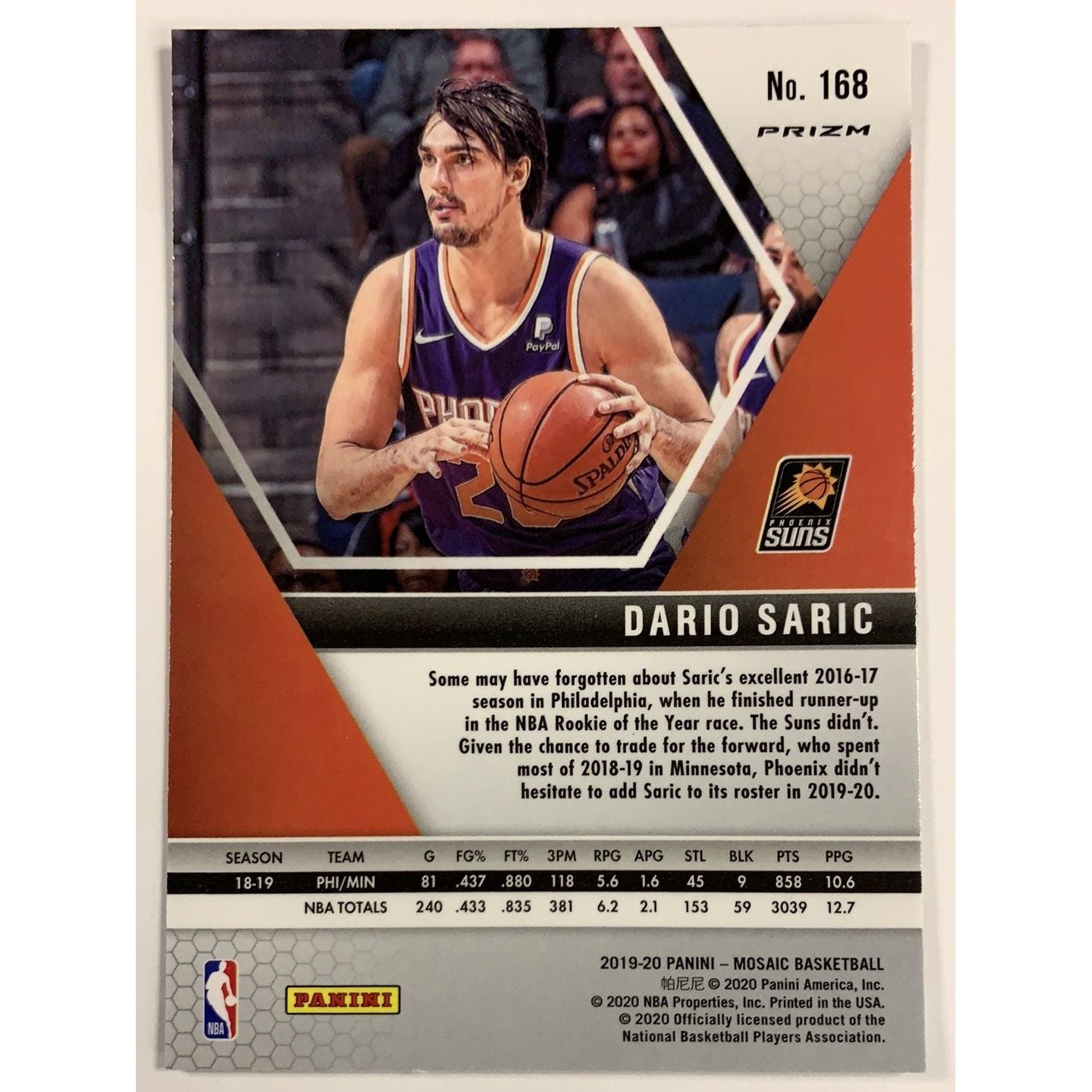 2019-20 Mosaic Dario Saric Orange Reactive Prizm | Local Legends Cards & Collectibles