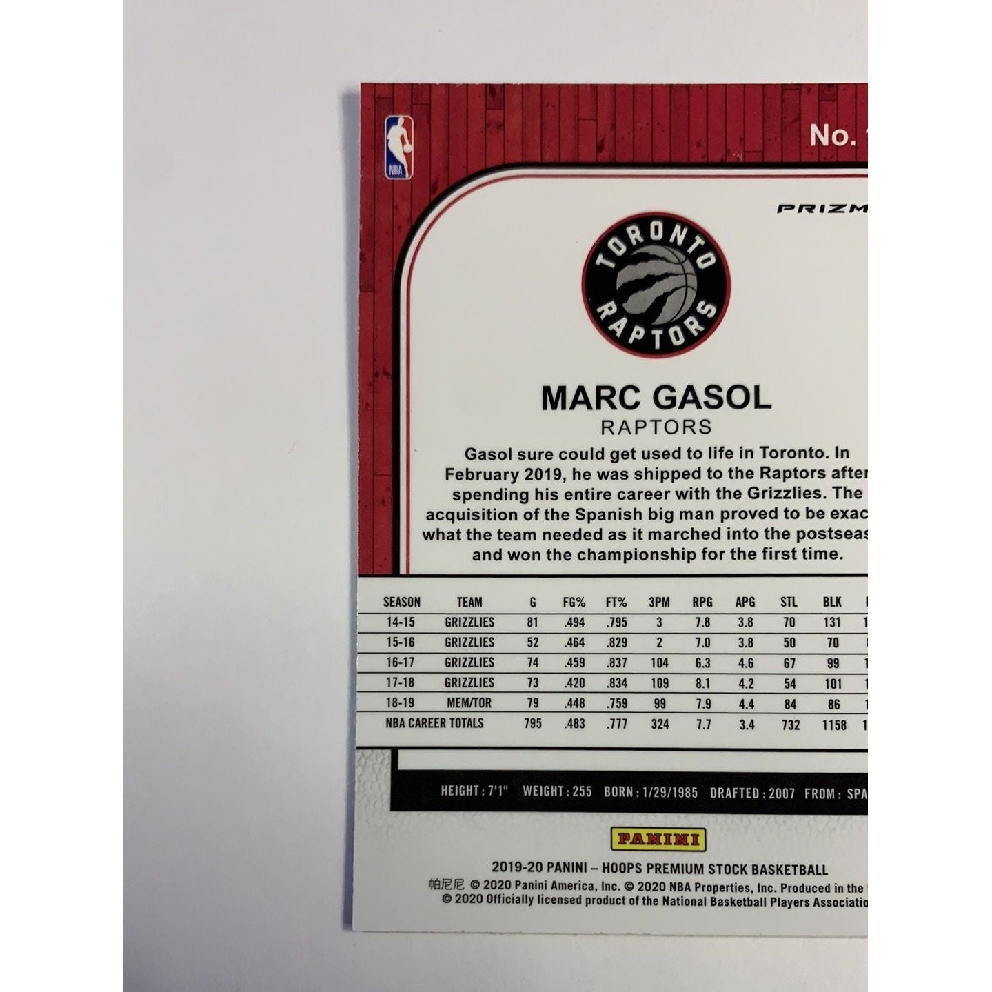 2019-20 Hoops Premium Stock Marc Gasol Hyper Flash Prizm Local Legends Cards & Collectibles