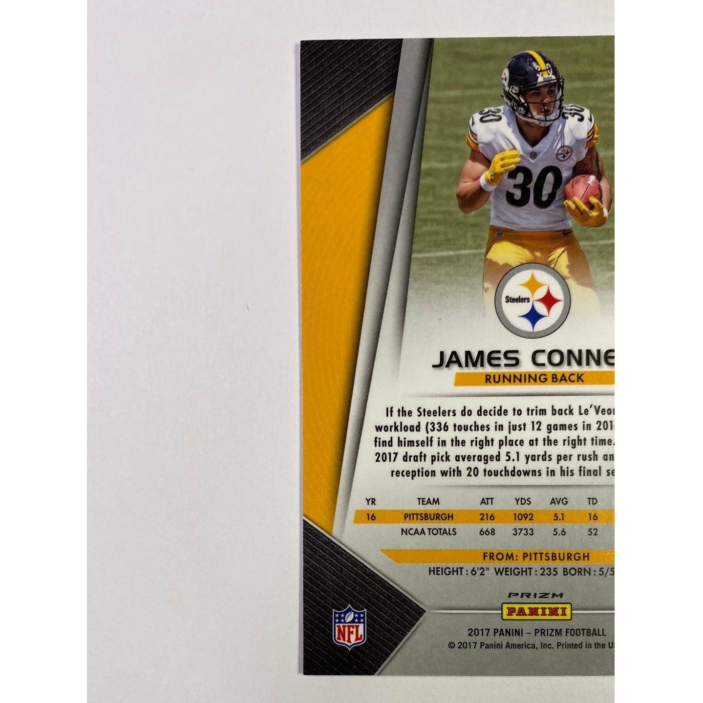 2017 Panini Prizm James Conner Silver Holo Prizm RC | Local Legends Cards & Collectibles
