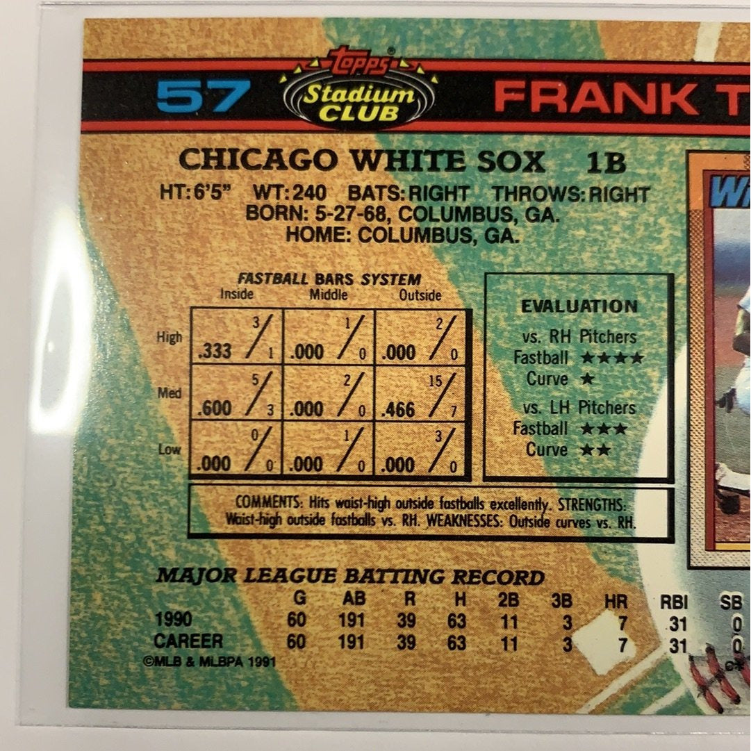 1990 Topps Stadium Club Frank Thomas Base #57 Local Legends Cards & Collectibles