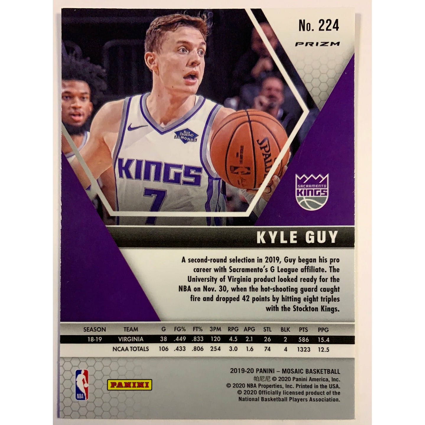 2019-20 Mosaic Kyle Guy Blue Reactive Prizm RC