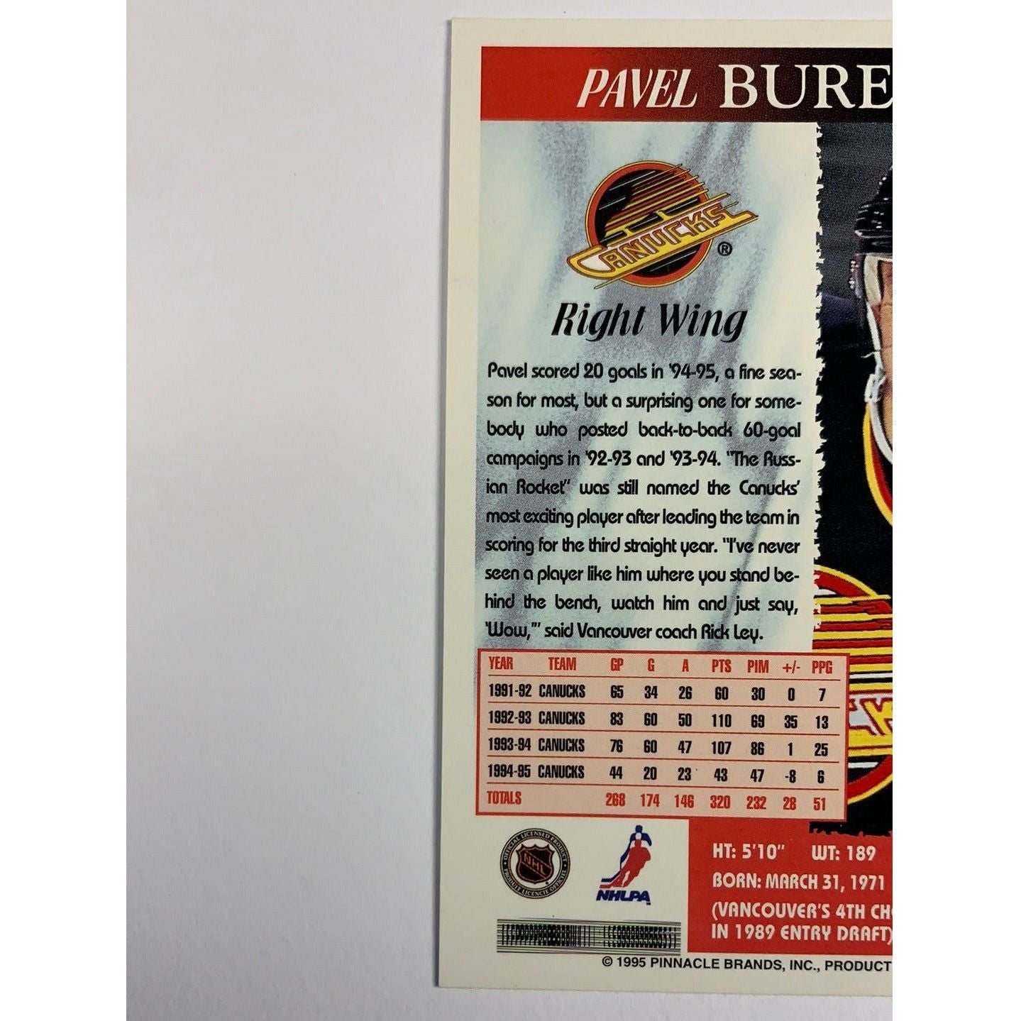 1995-96 Score Pavel Bure | Local Legends Cards & Collectibles