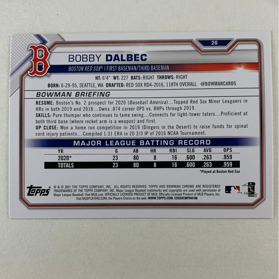 2021 Topps Bowman Bobby Dalbec Base RC | Local Legends Cards & Collectibles