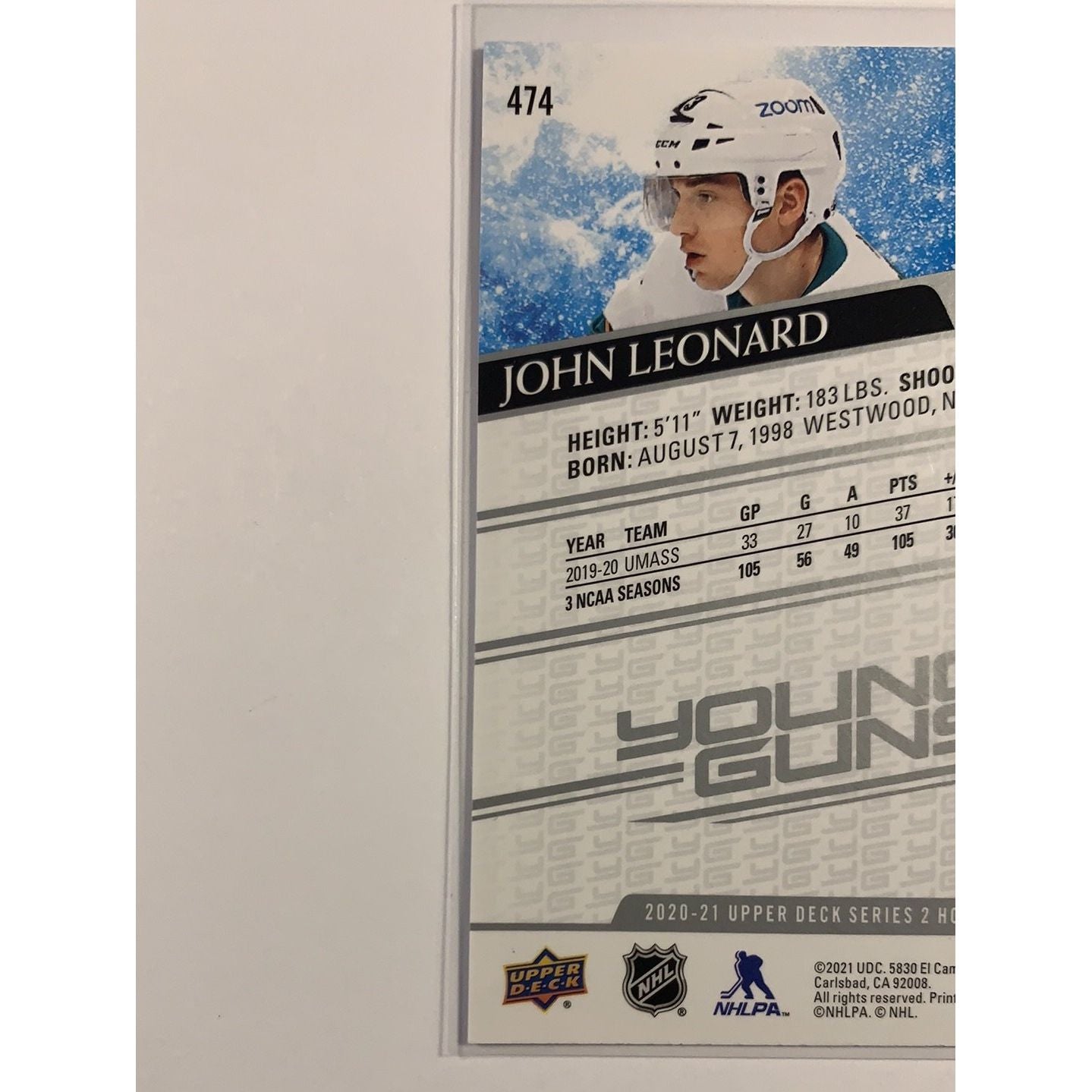 2020-21 Upper Deck Series 2 John Leonard Young Guns | Local Legends Cards & Collectibles