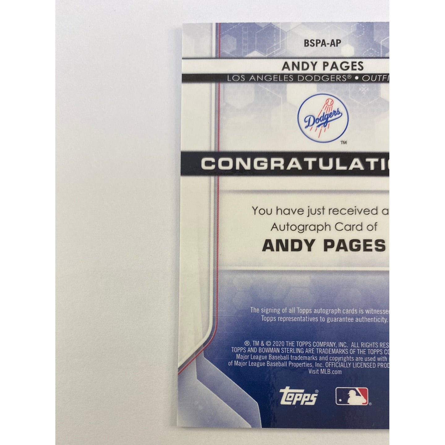 2020 Bowman Sterling Andy Pages Auto | Local Legends Cards & Collectibles