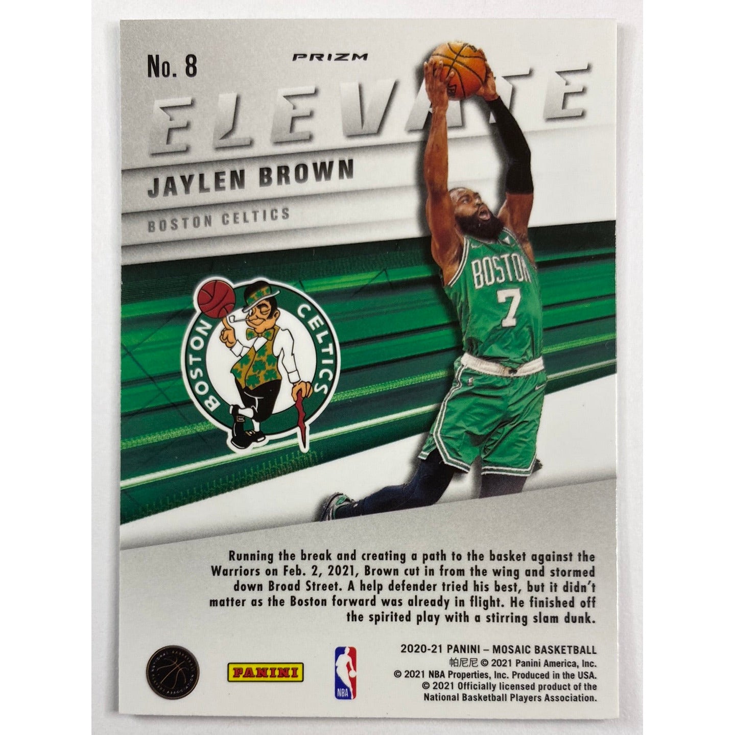 2020-21 Mosaic Jaylen Brown Elevate Silver Mosaic Prizm | Local Legends Cards & Collectibles