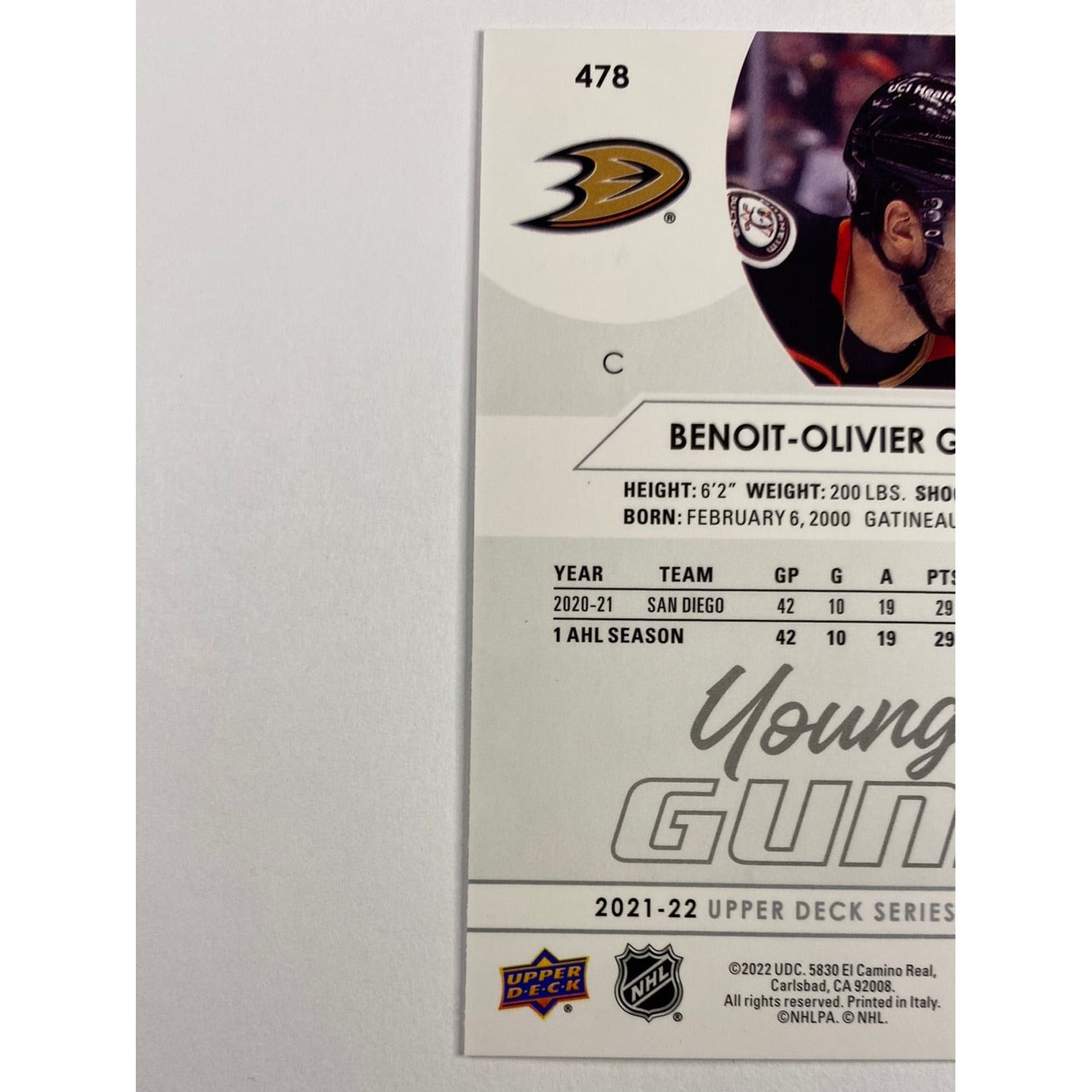 2021-22 Upper Deck Series 2 Benoit-Olivier Groulx Young Guns | Local Legends Cards & Collectibles