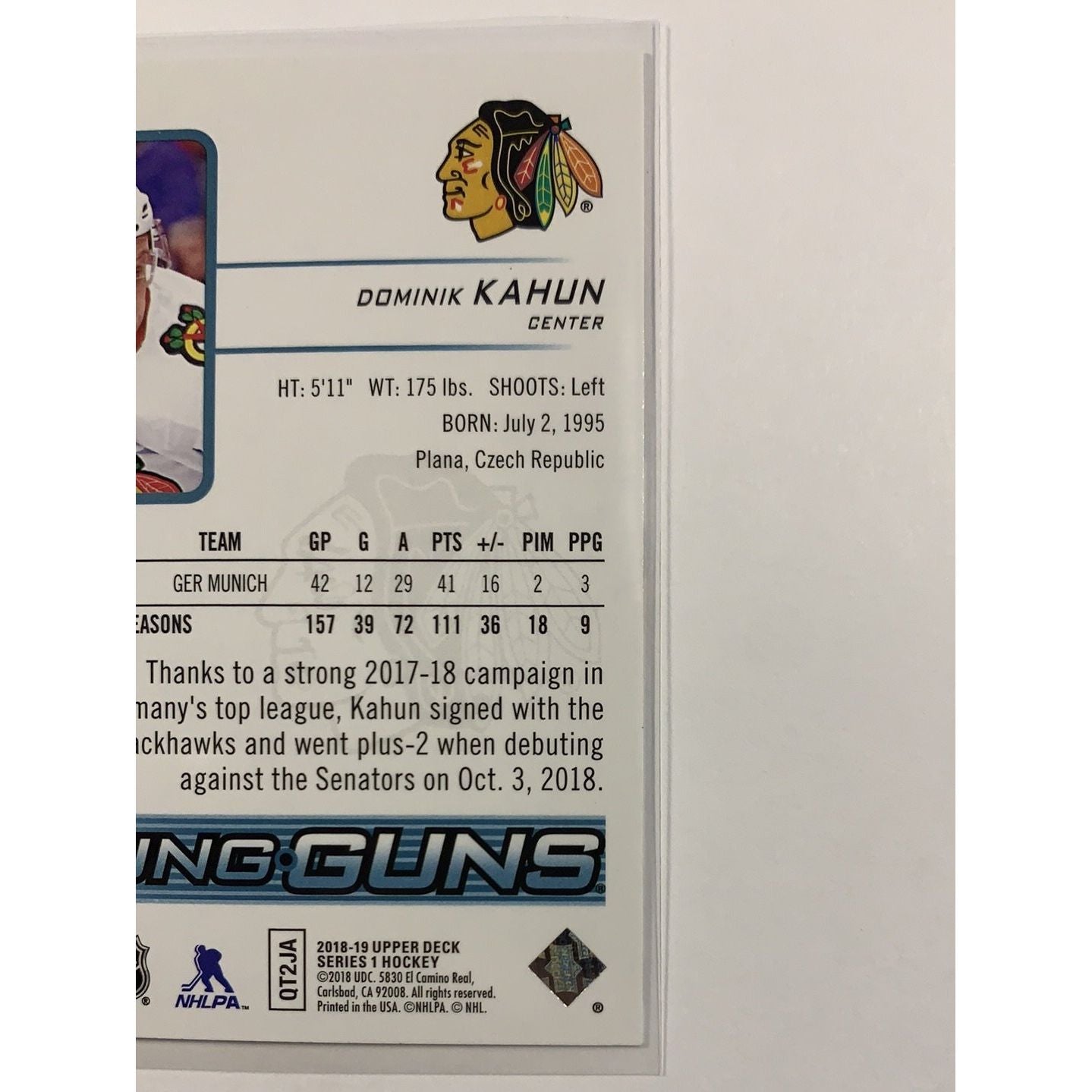 2018-19 Upper Deck Series 1 Dominik Kahun Young Guns | Local Legends Cards & Collectibles