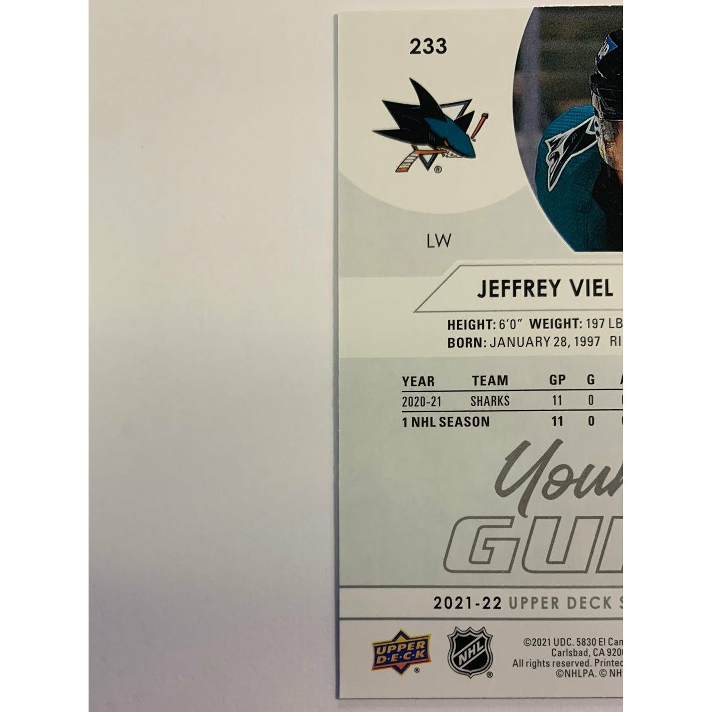 2021-22 Upper Deck Series 1 Jeffrey Viel Young Guns | Local Legends Cards & Collectibles