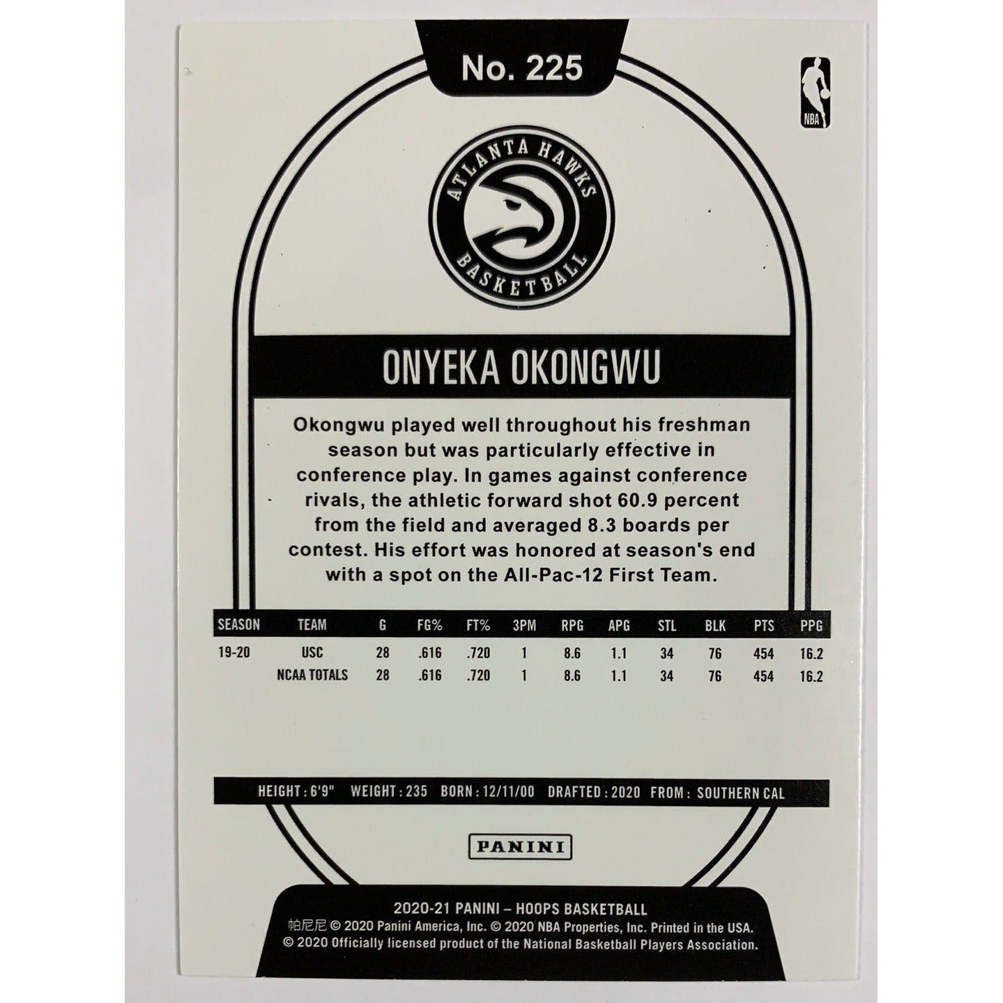 2020-21 Hoops Onyeka Okongwu Winter Parallel RC
