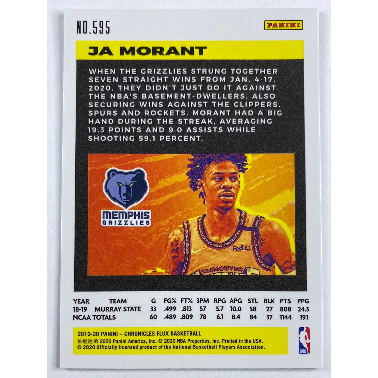 2019-20 Chronicles Flux Ja Morant RC | Local Legends Cards & Collectibles