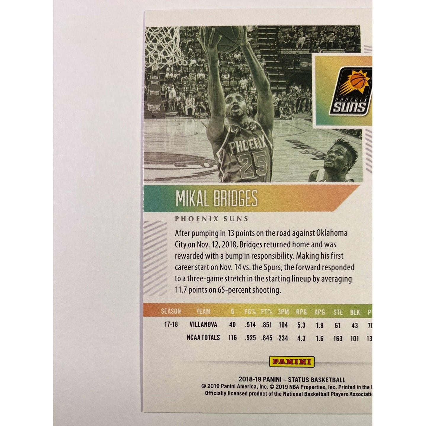 2018-19 Status Mikal Bridges Orange RC | Local Legends Cards & Collectibles