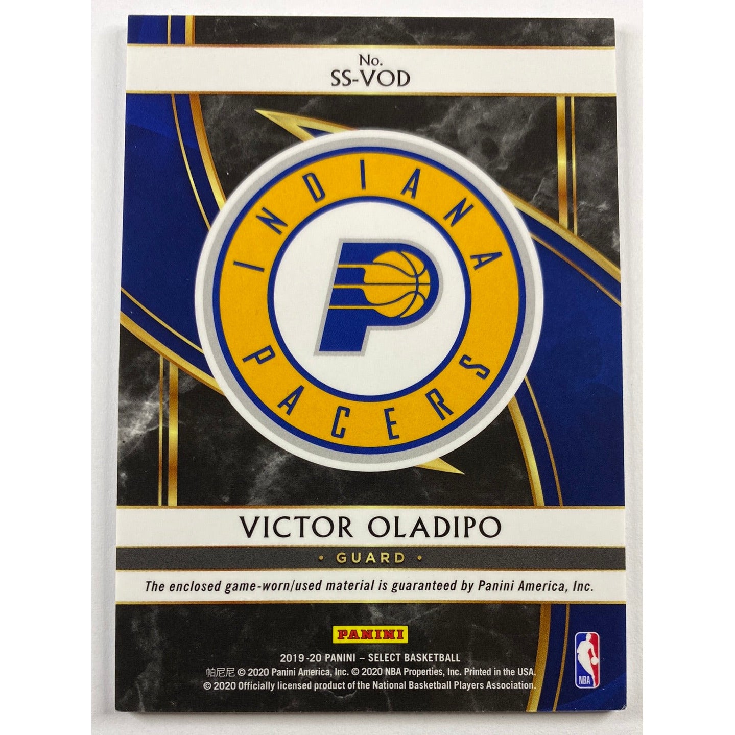 2019-20 Select Víctor Oladipo Game Worn Patch | Local Legends Cards & Collectibles