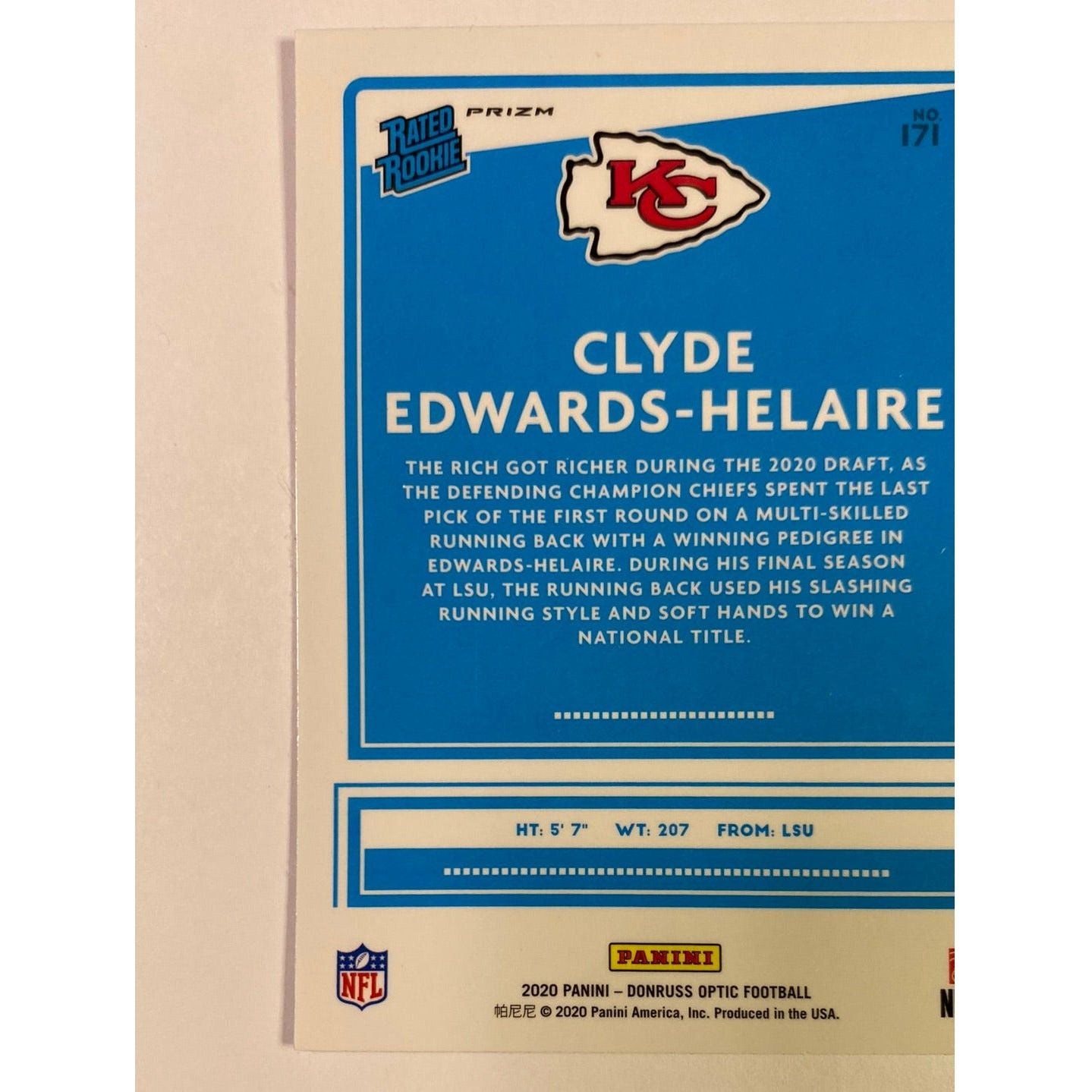 2020 Donruss Optic Clyde Edwards-Helaire Rated Rookie Silver Holo Prizm | Local Legends Cards & Collectibles