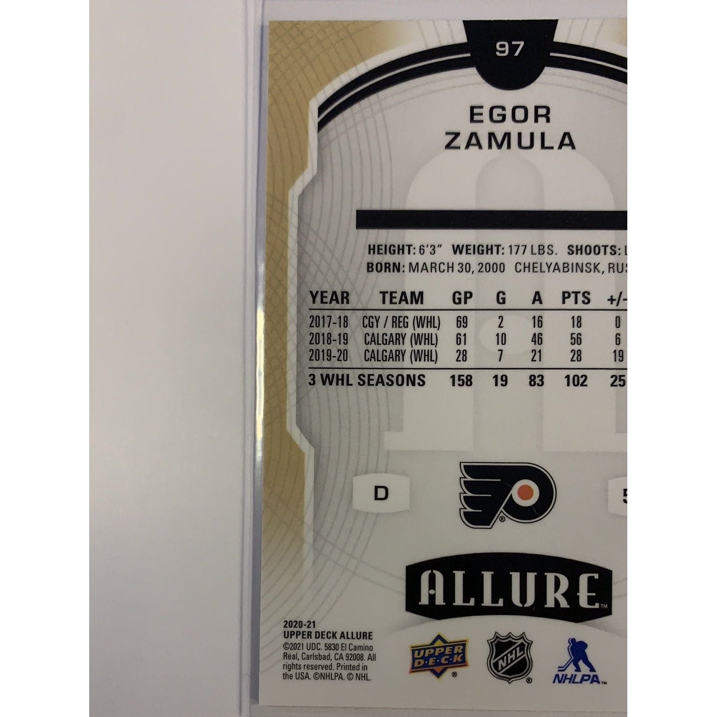2020-21 Allure Egor Zamula Rookie Card | Local Legends Cards & Collectibles