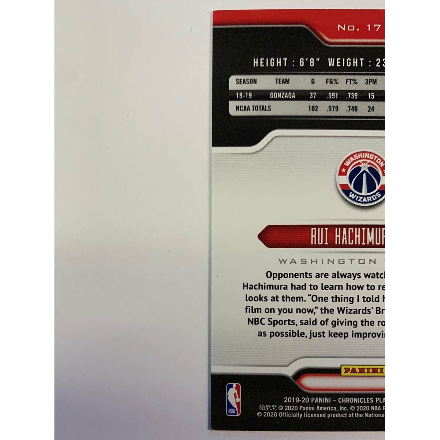 2019-20 Playbook Rui Hachimura RC | Local Legends Cards & Collectibles