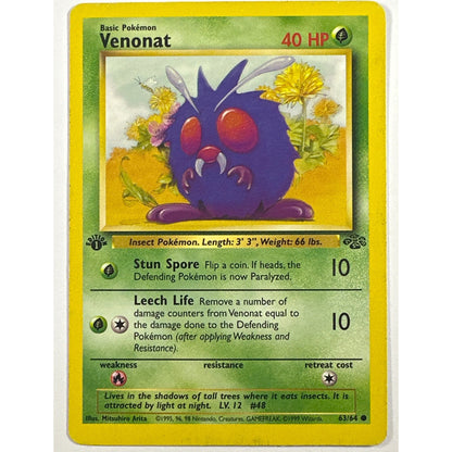 1st Edition Venonat Non Holo Common 63/64