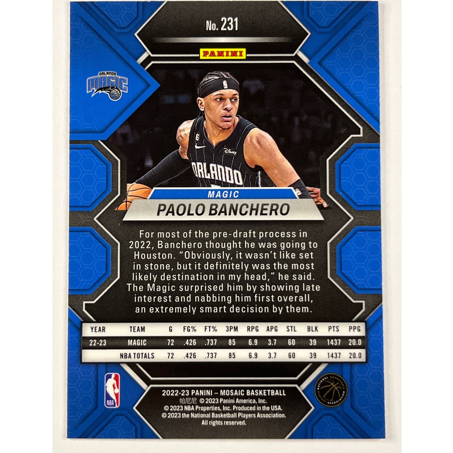 2022-23 Mosaic Paolo Banchero RC