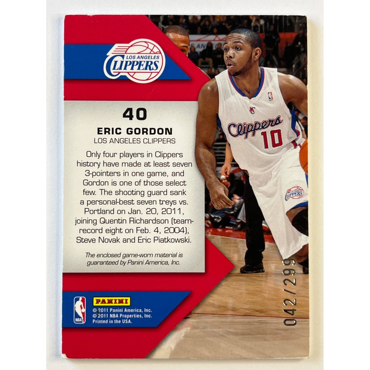 2010-11 Totally Certified Eric Gordon Fabric of the Game /299