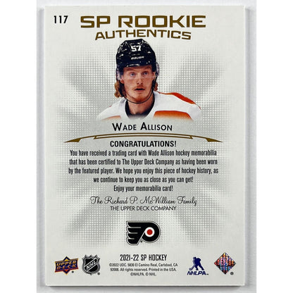 2021-22 SP Wade Allison SP Rookie Authentics Patch