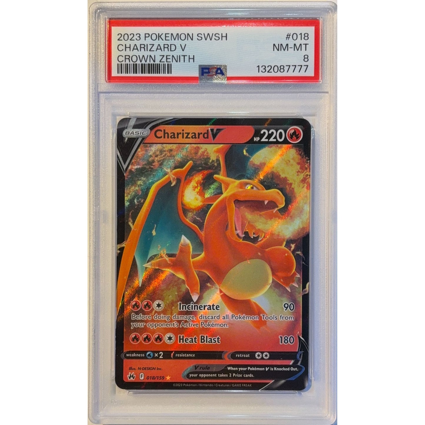 Charizard V Holo Ultra Rare 018/159 PSA 8 NEAR MINT - MINT