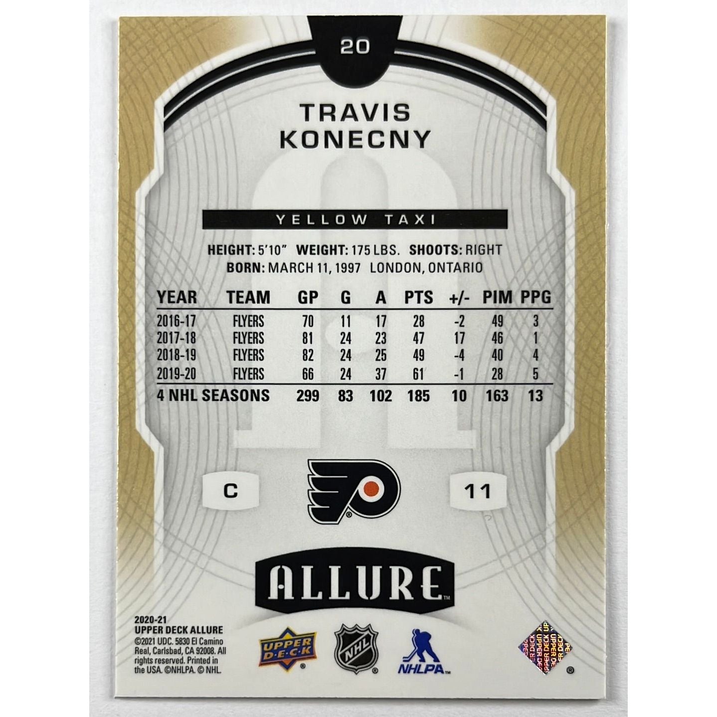 2020-21 O-Pee-Chee Platinum Travis Konecny Yellow Taxi