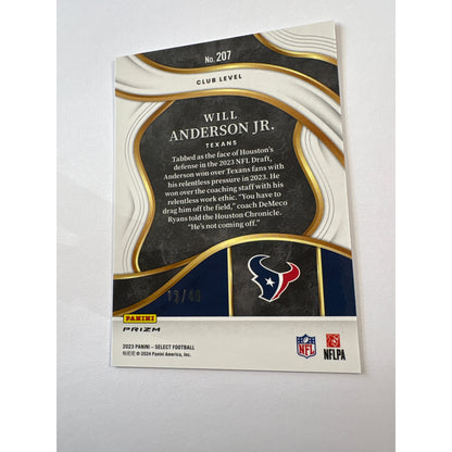 2023 Select Will Anderson Club Level Disco Prizm RC 13/49 | Local Legends Cards & Collectibles