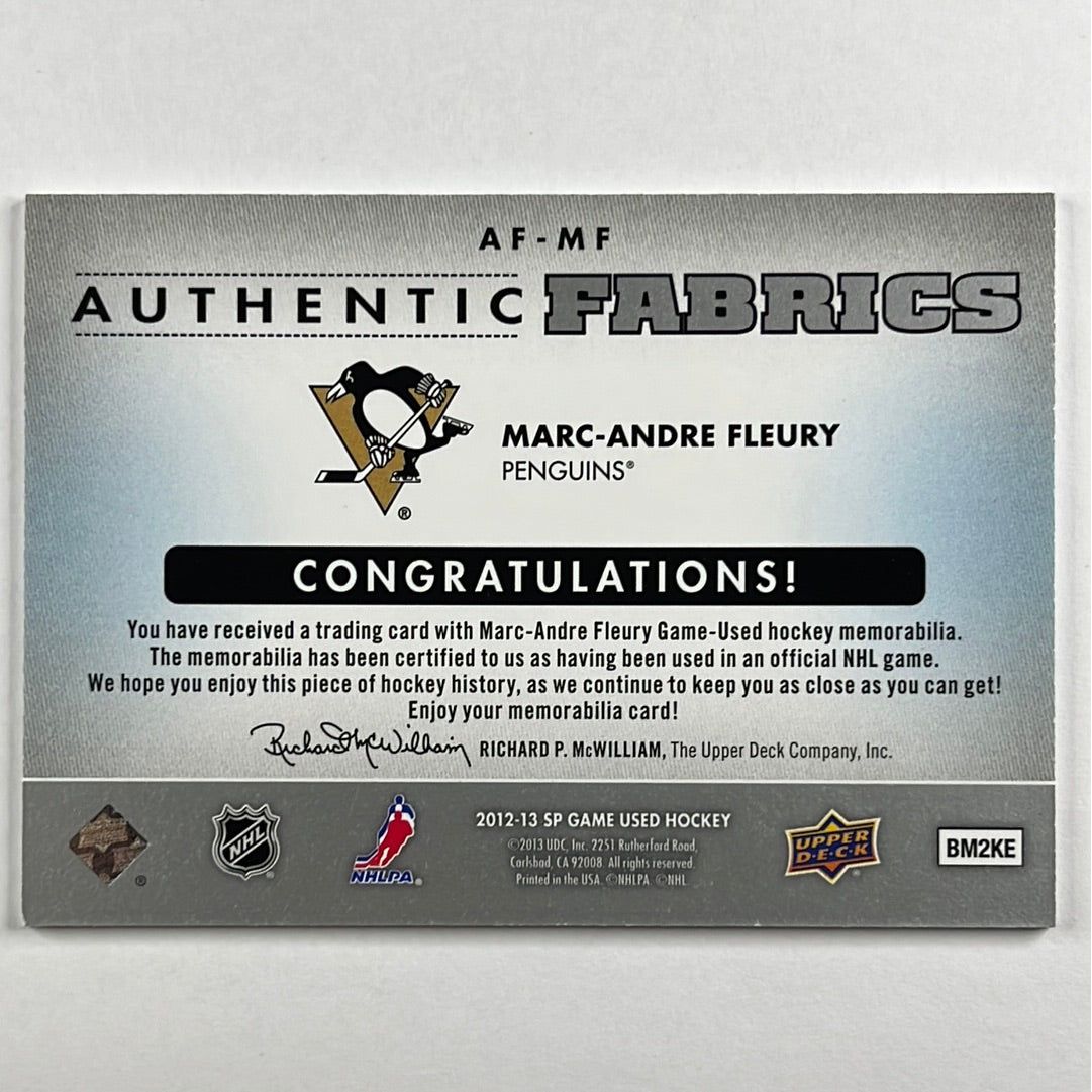 2012-13 SP Game Used Marc-Andre Fleury Authentic Fabrics