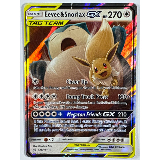 Tag Team Eevee & Snorlax GX Holo Rare 120/181