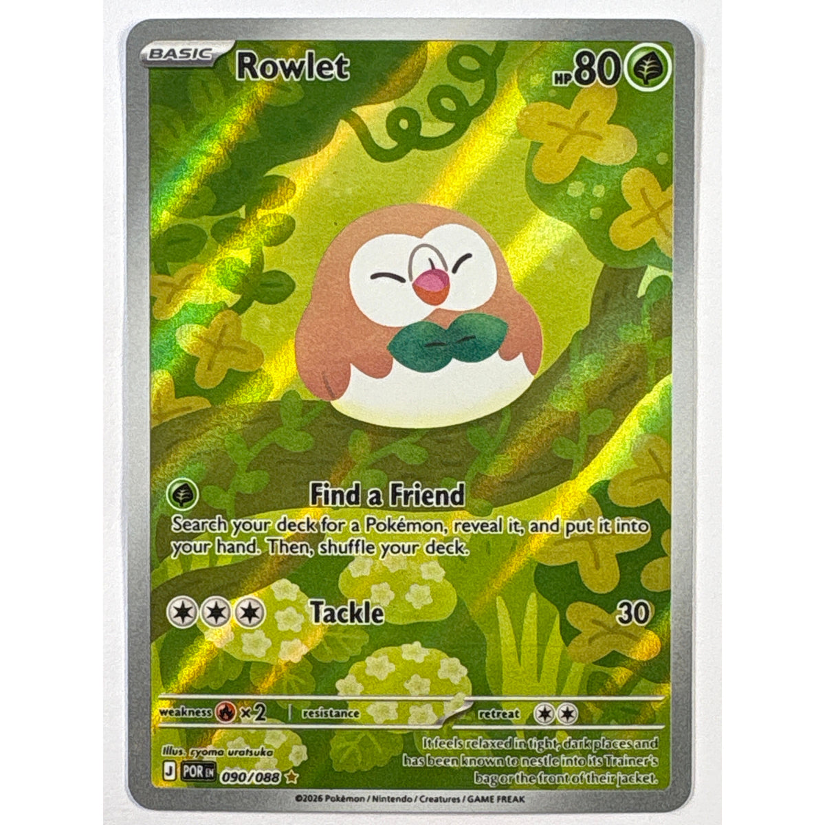 Rowlet Rarest Card Rowlet Holo Illustration Rare 090/088