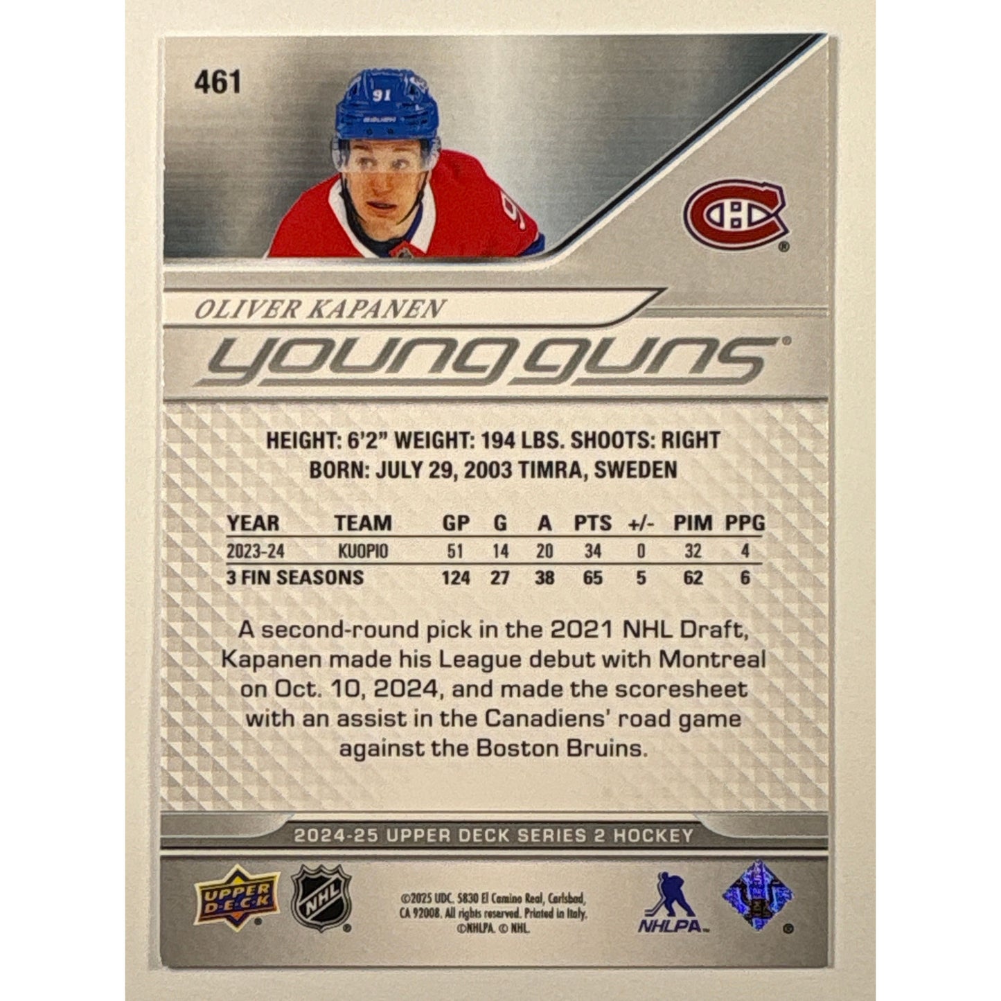 2024-25 Series 2 Oliver Kapanen Young Guns