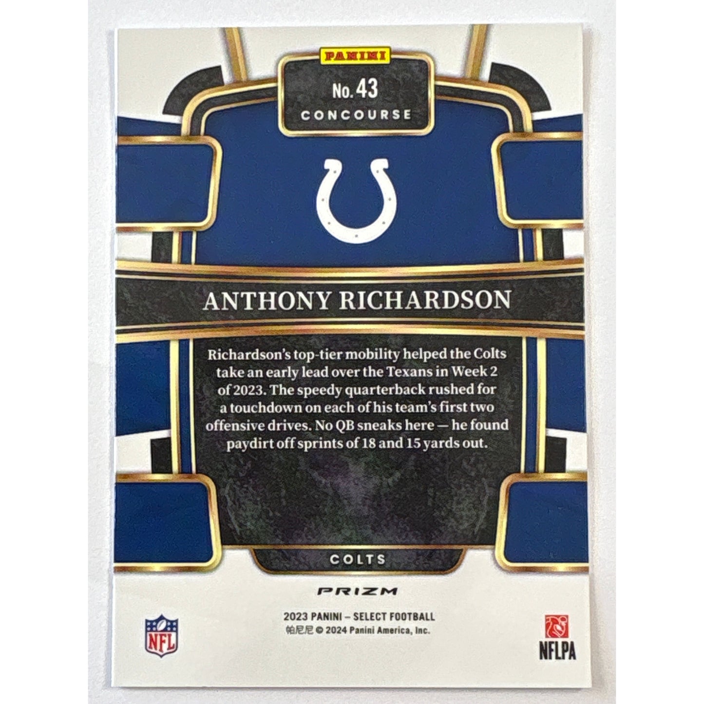 2023 Select Anthony Richardson Silver Holo Prizm RC | Local Legends Cards & Collectibles