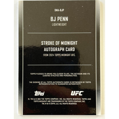 2024 Topps Midnight BJ Penn Stroke Of Midnight Autograph