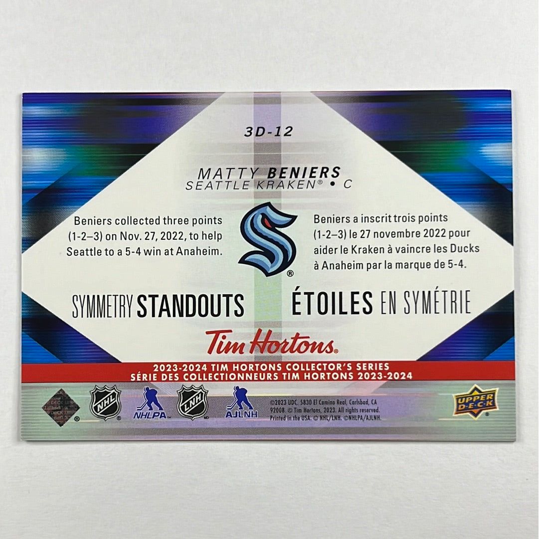 2023-24 Tim Hortons Matty Beniers Symmetry Standouts Lenticular