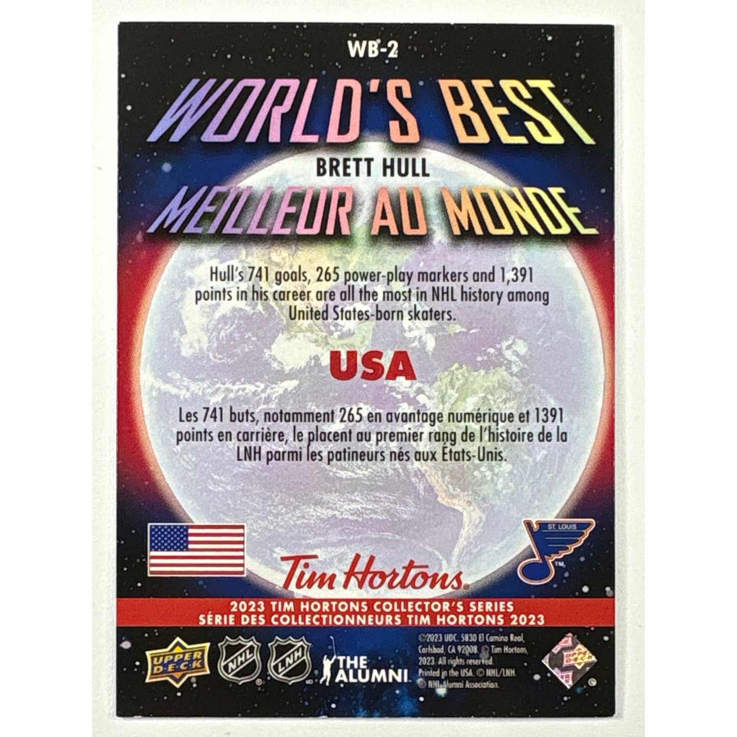 2023 Tim Hortons Collector Series Brett Hull Worlds Best Embossed Holo SSP | Local Legends Cards & Collectibles