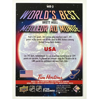 2023 Tim Hortons Collector Series Brett Hull Worlds Best Embossed Holo SSP | Local Legends Cards & Collectibles