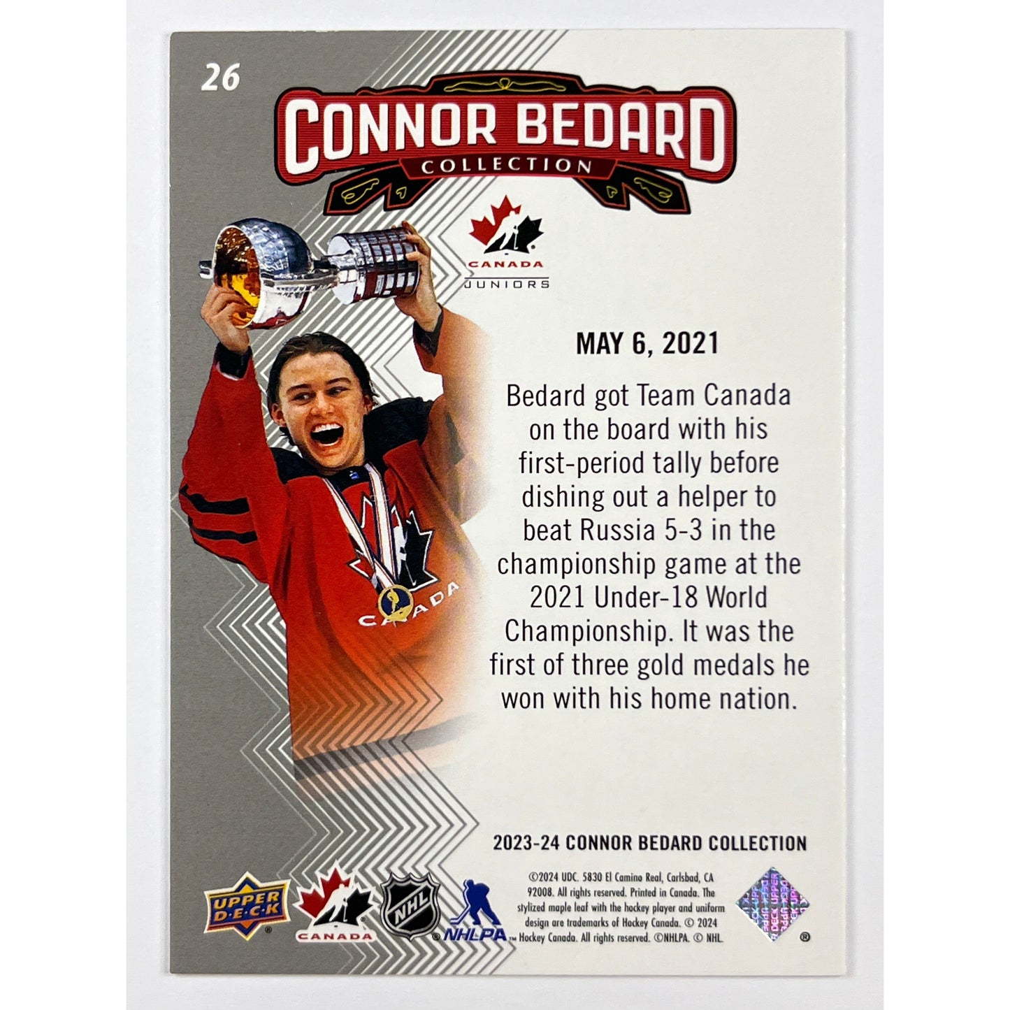 2023-24 Connor Bedard Collection Canada Wins Gold #26