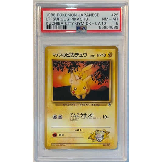 LT. Surge’s Pikachu Non Holo Kuchiba City Gym LV. 10 PSA 8 NEAR MINT - MINT