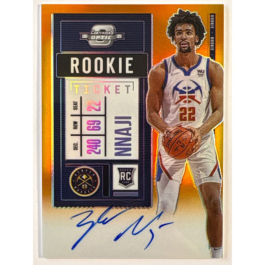 2020-21 Contenders Optic Zeke Nnaji Orange Holo Prizm Rookie Ticket /25