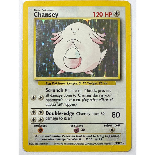 Base Set Chansey Holo Rare 3/102